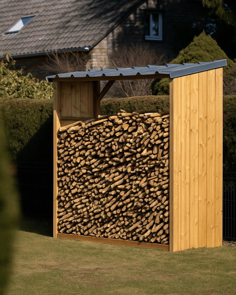 aménagements extérieurs : abri à bûches fabien parois pleines