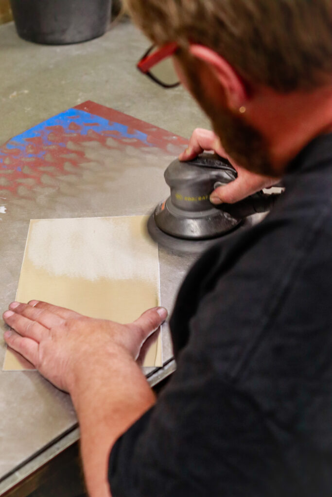 Ponçage pour le service de conditionnement en eta