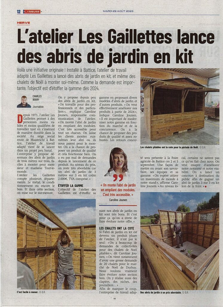 L’Atelier les Gaillettes lance des abris de jardin en kit