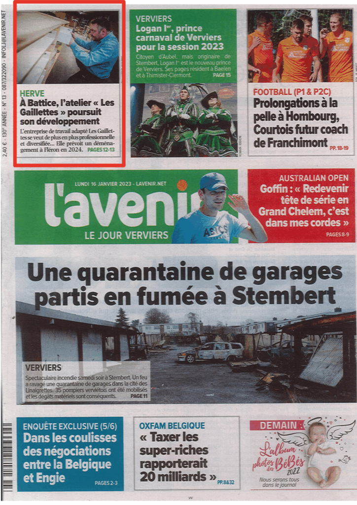 À Battice, l’Atelier les Gaillettes poursuit son développement