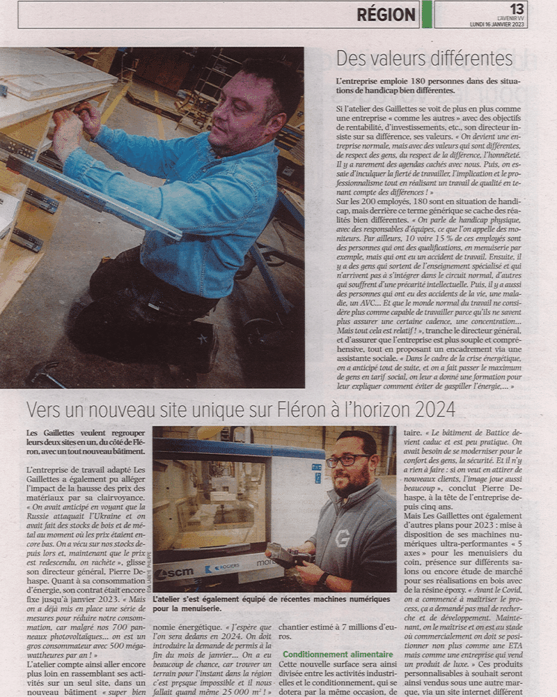 Les Gailletes dans L'Avenir