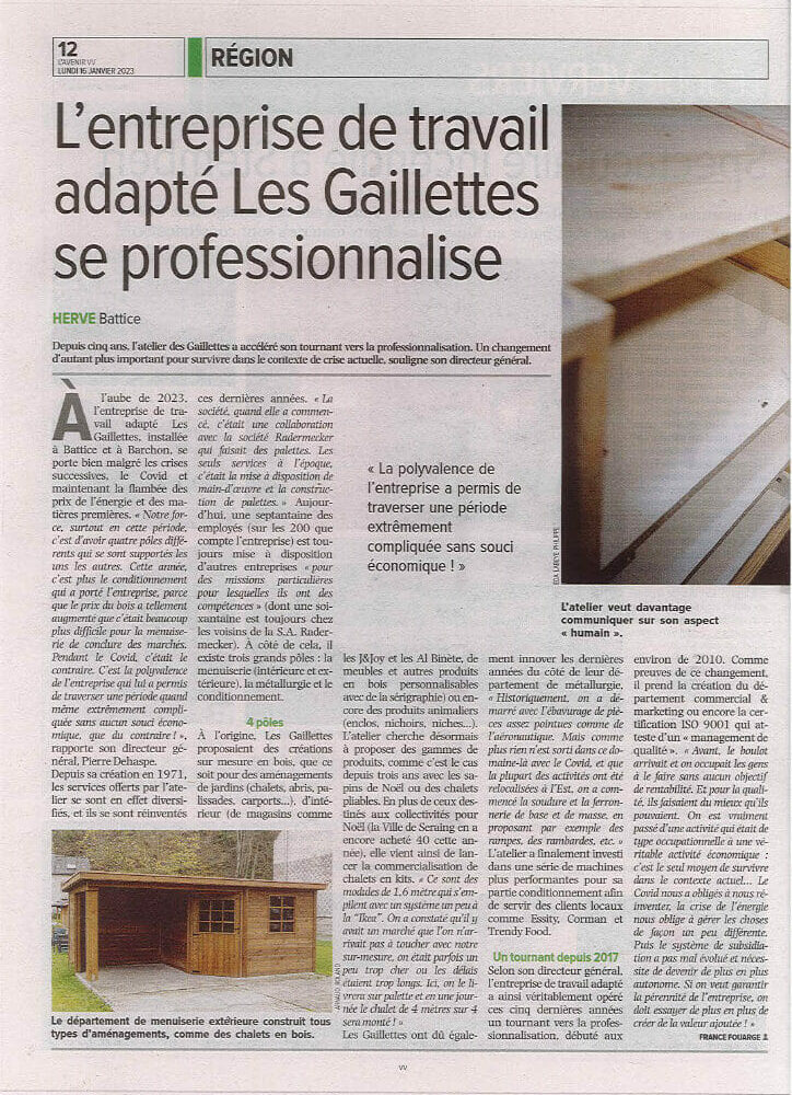 Les Gailletes dans L'Avenir