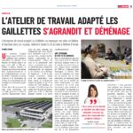 Article de presse de la Meuse Verviers en août 2025 sur le futur déménagement de l'Atelier les Gaillettes